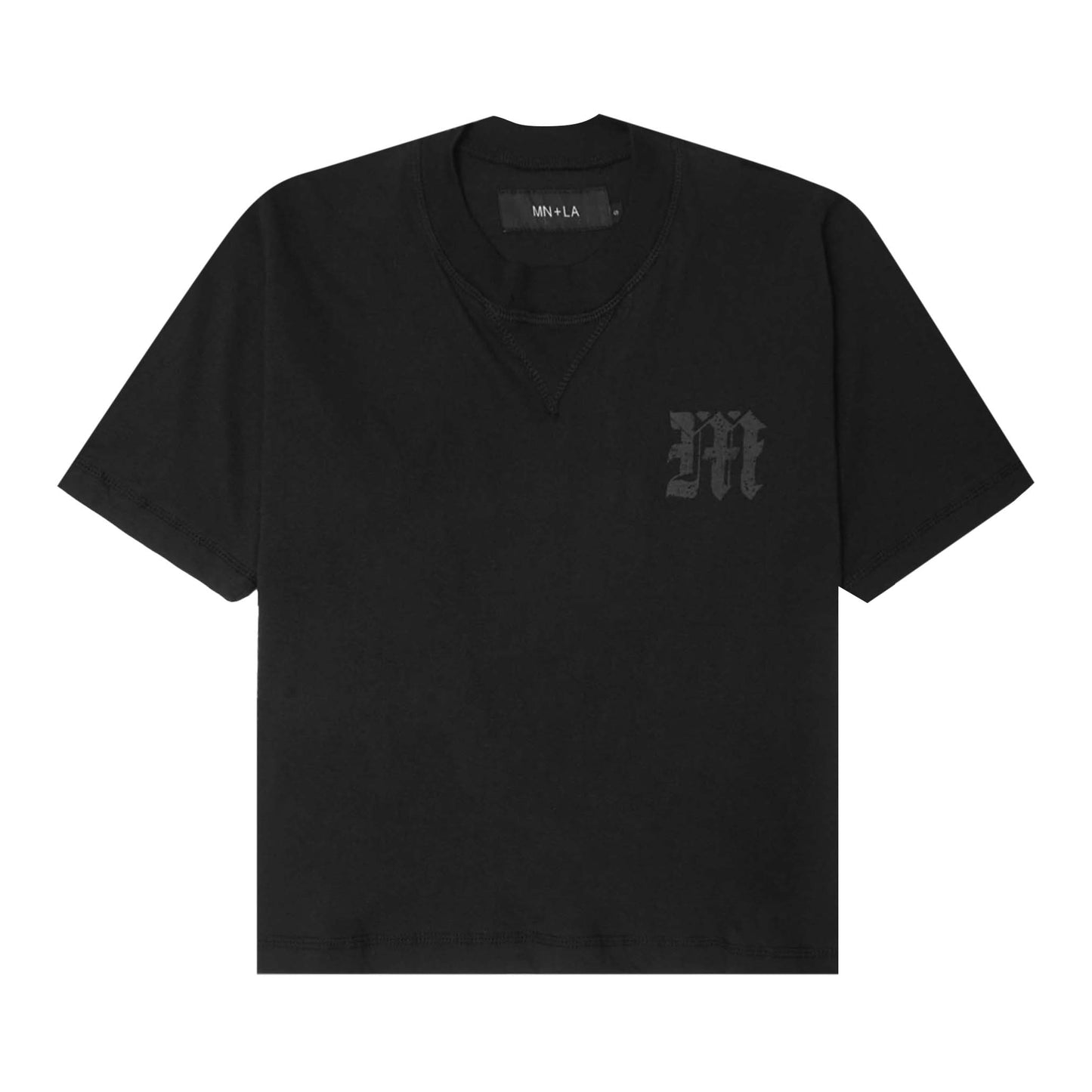 M'$ PAISLEY PATCHWORK MILITIA MOCK NECK TEE IN CAVIAR