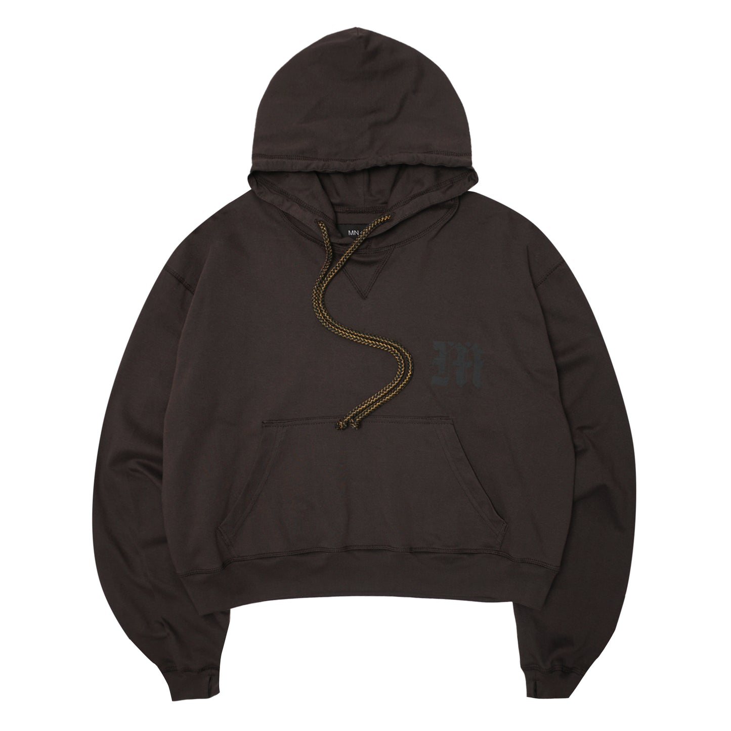 M'$ PAISLEY PATCHWORK MILITIA HOODIE IN CHARCOAL GREY