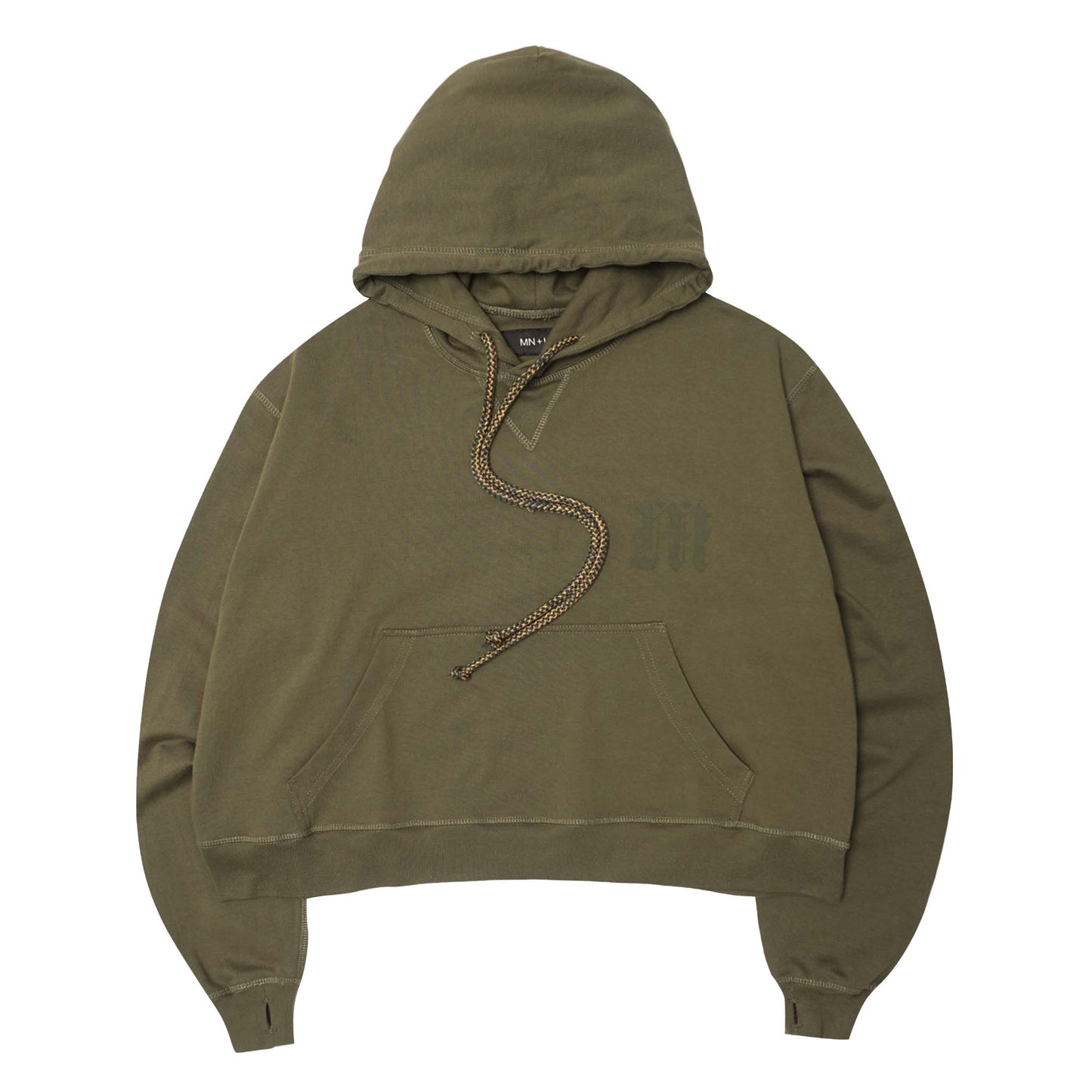M'$ PAISLEY PATCHWORK MILITIA HOODIE IN OLIVE