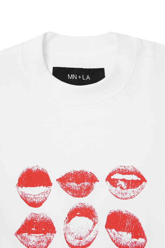 "KISS...DON'T TELL" TEE IN WHITE