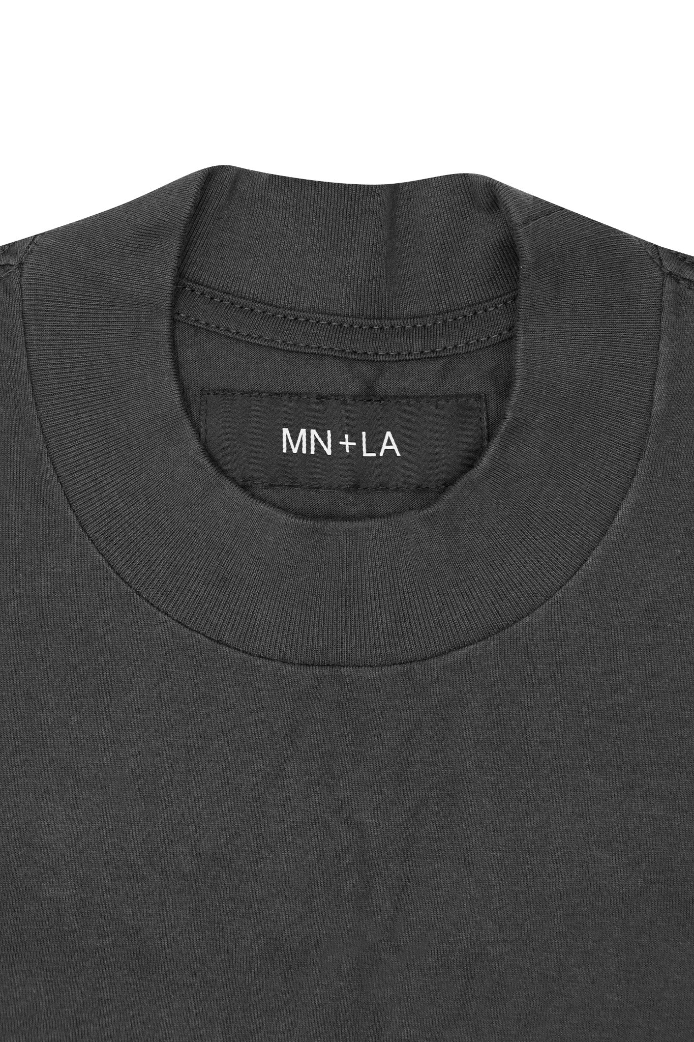 MOCK NECK TEE IN CHARCOAL GREY
