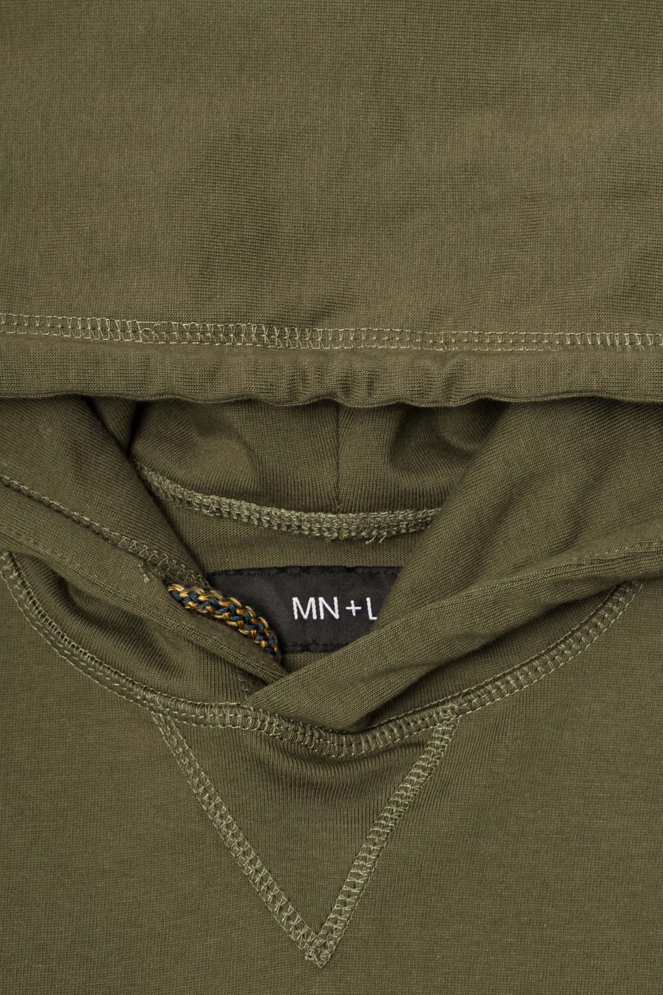 M'$ PAISLEY PATCHWORK MILITIA HOODIE IN OLIVE