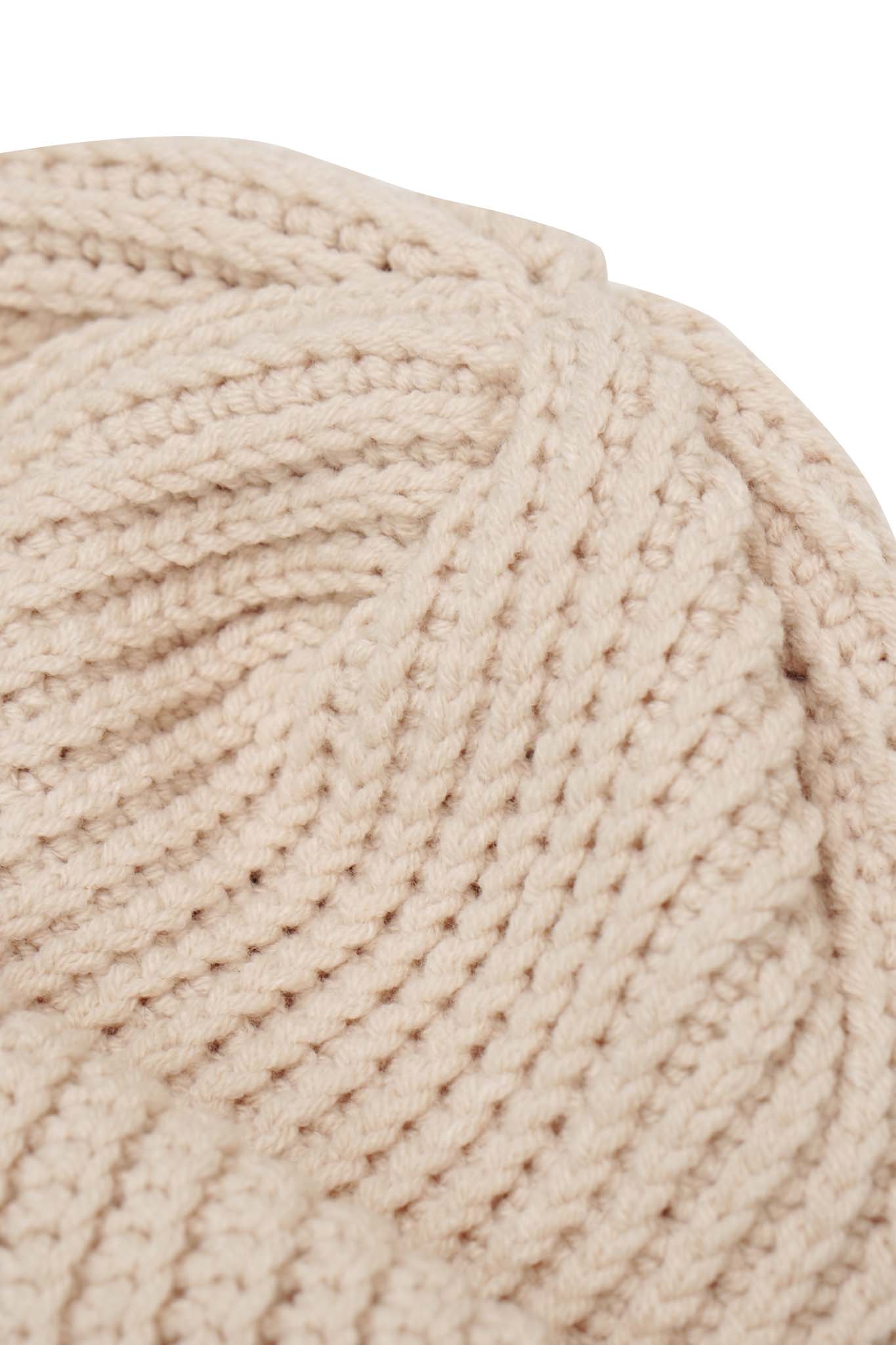 HAND KNIT FISHERMAN BEANIE (FOSSIL)