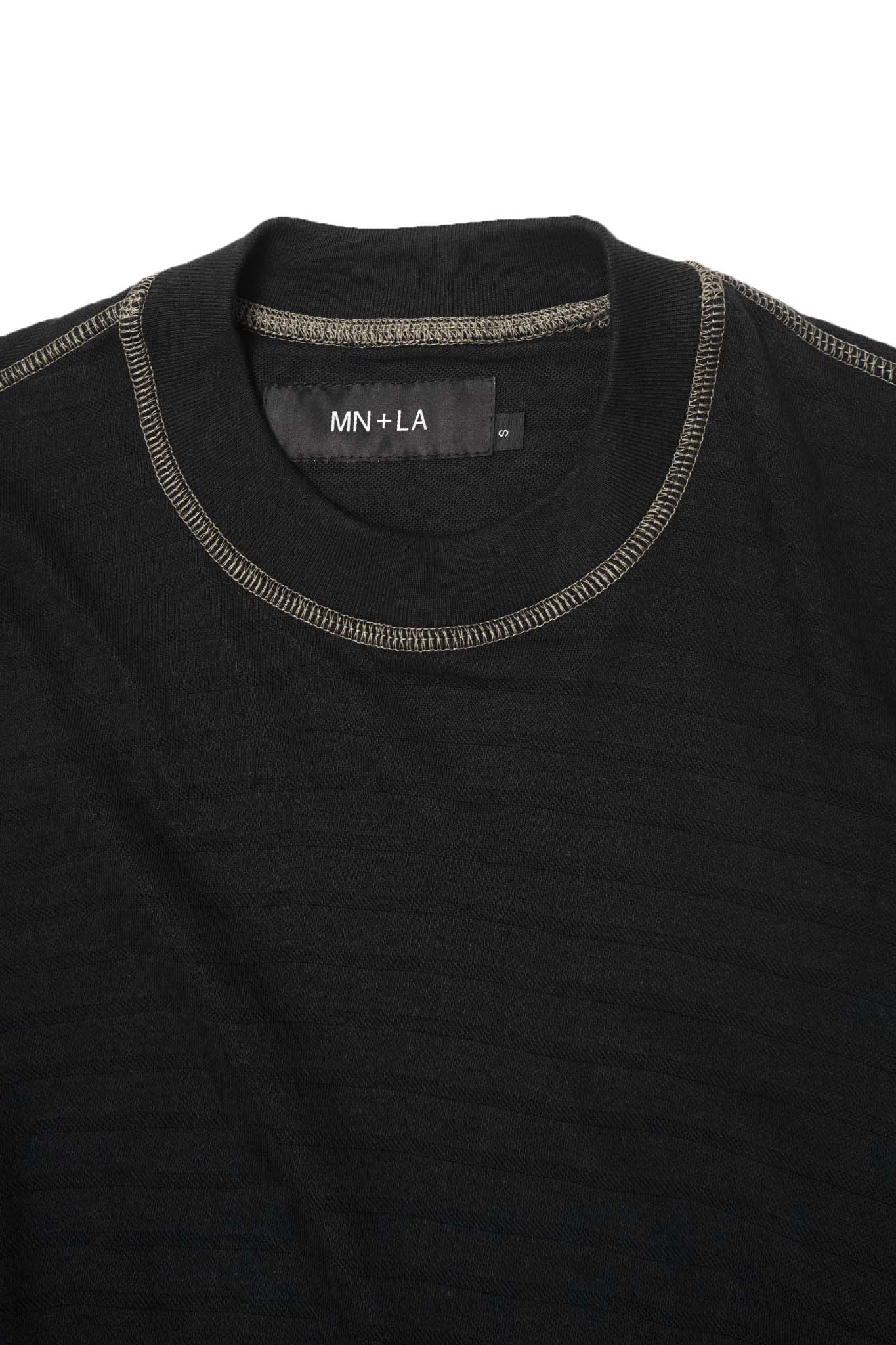 INCA PIQUE MOCK NECK TEE IN CAVIAR