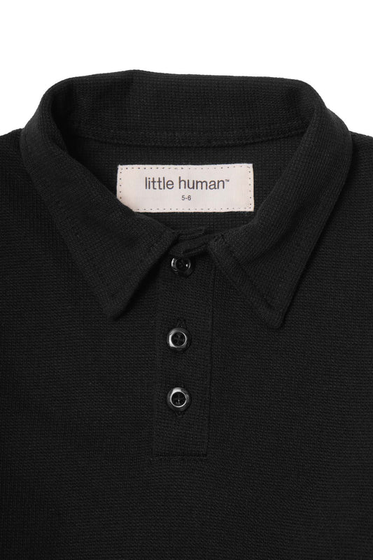 LITTLE HUMAN™ RUGBY L/S WAFFLE TEE IN ANTHRACITE