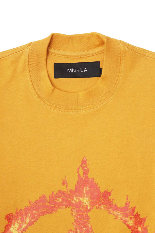 "BURN IN PEACE" TEE IN MUSTARD