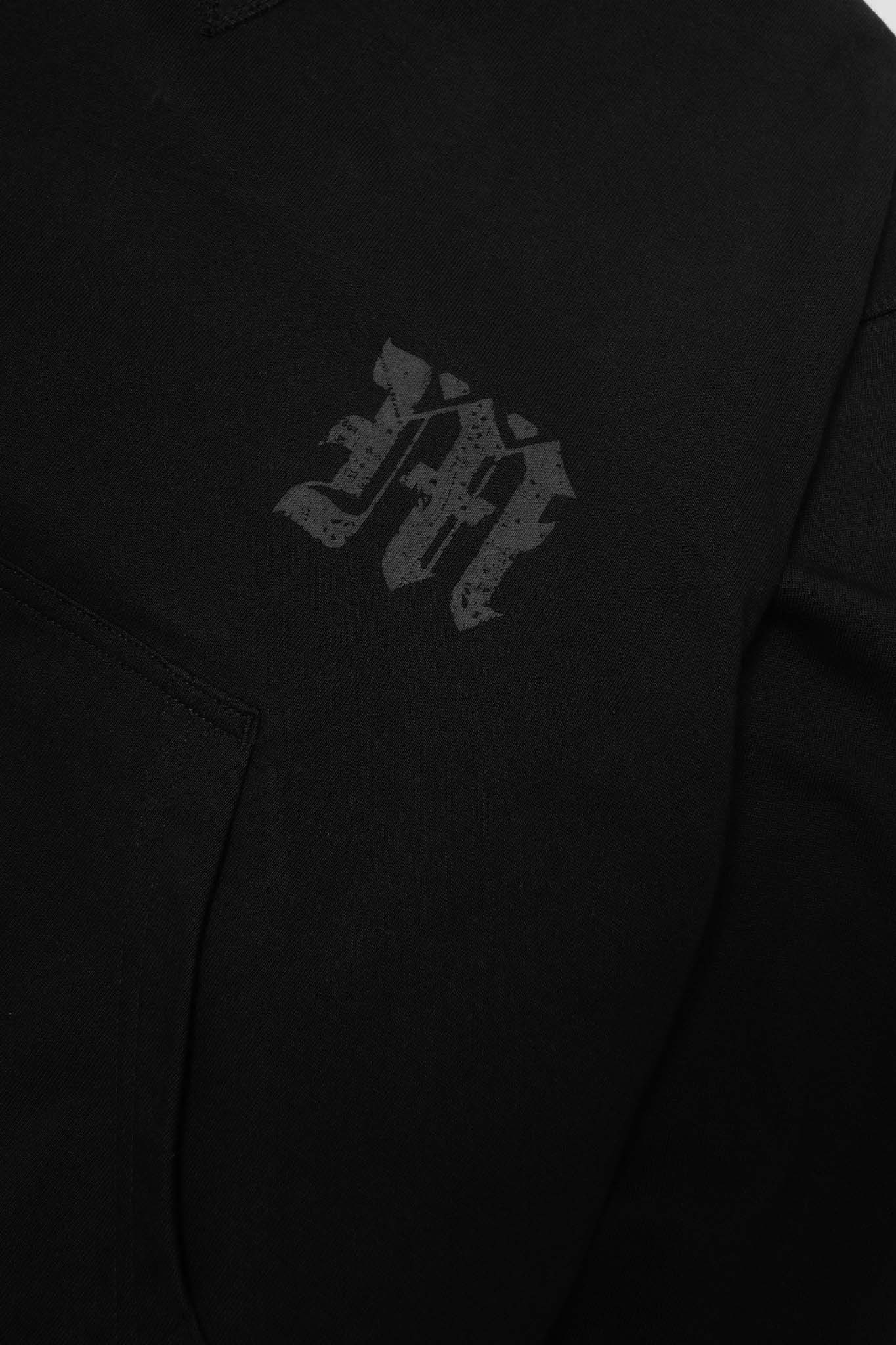 M'$ PAISLEY PATCHWORK MILITIA HOODIE IN CAVIAR