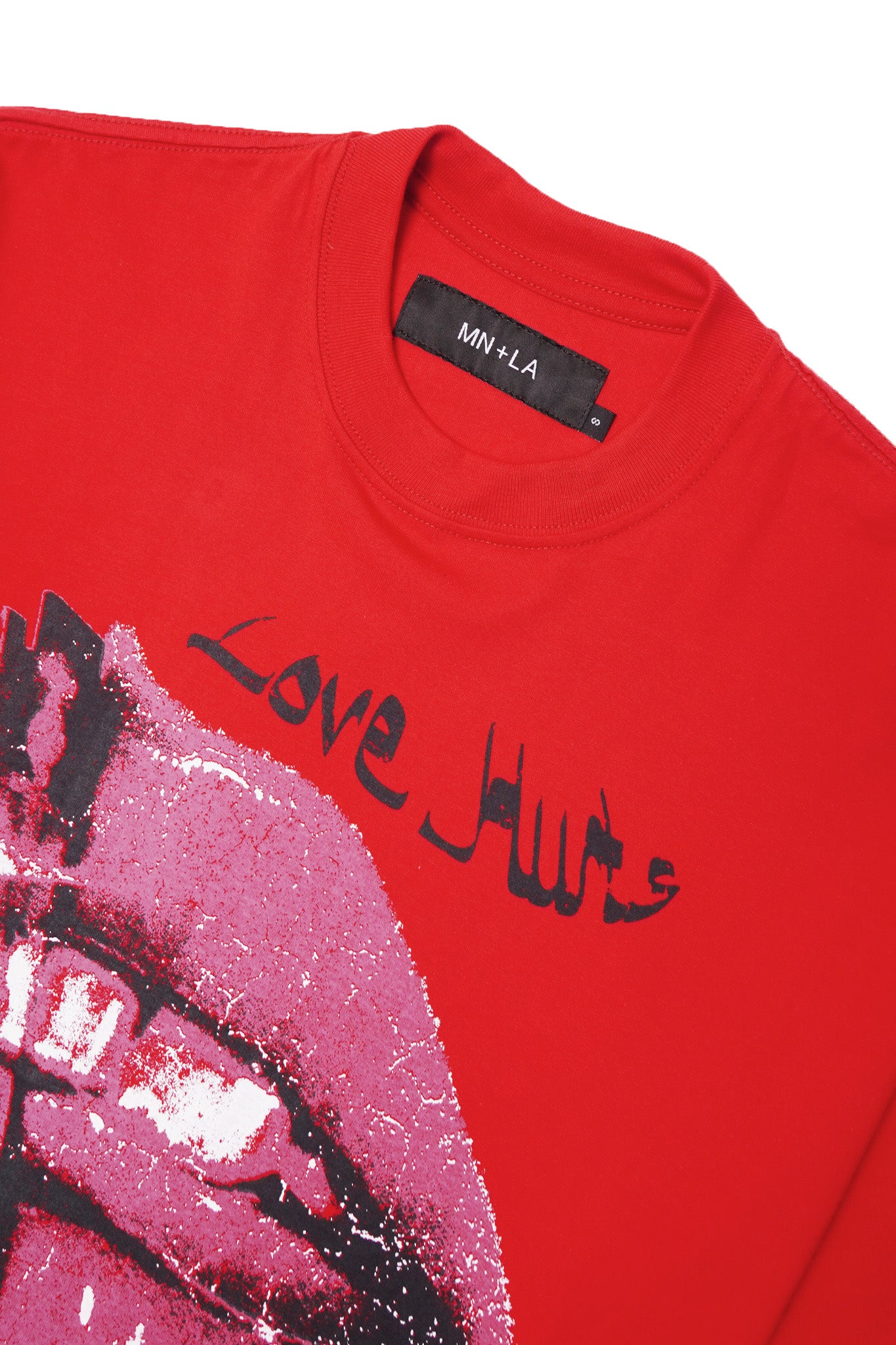 "LOVE HURTS" TEE IN RARRI RED