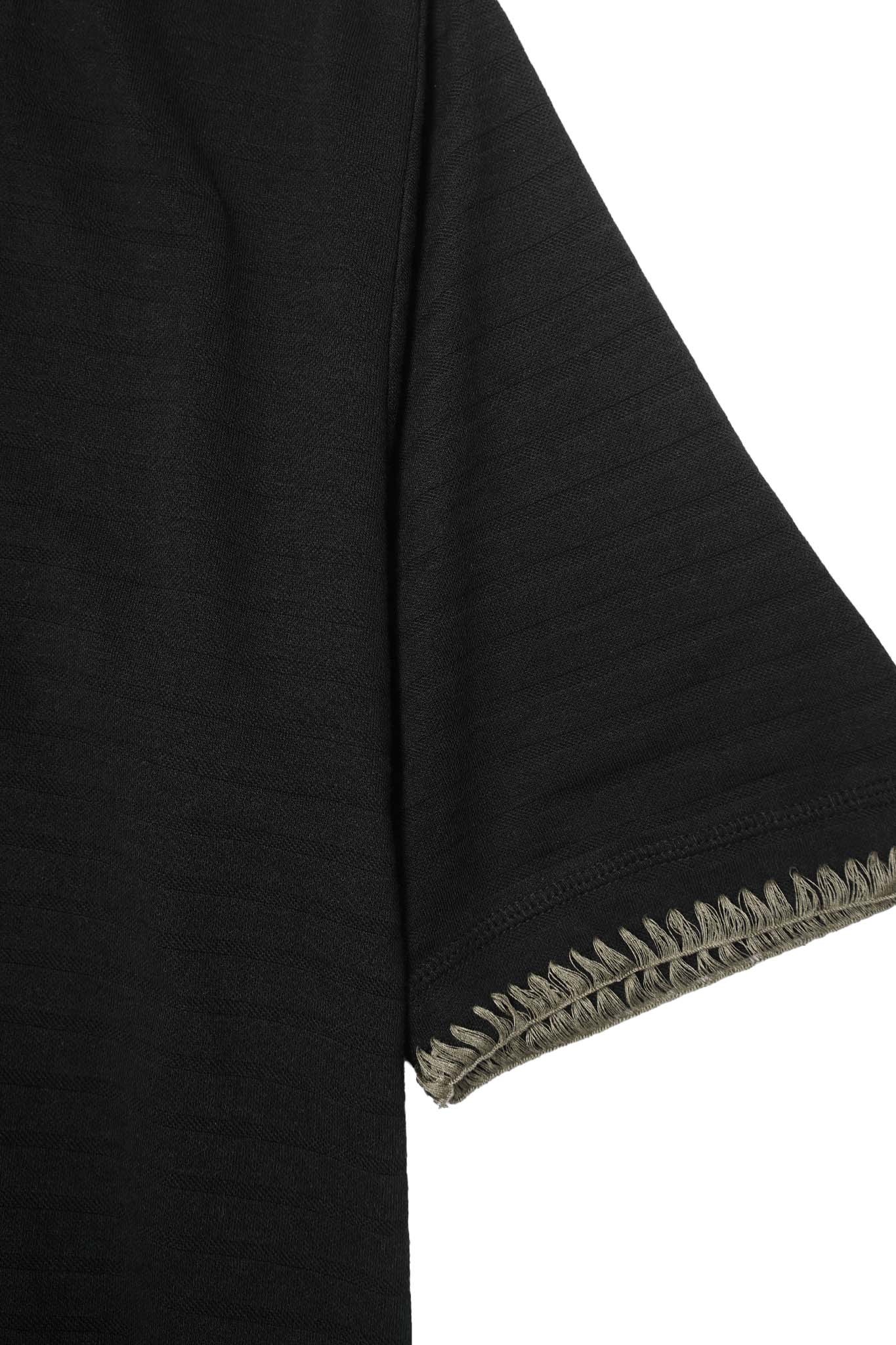 INCA PIQUE MOCK NECK TEE IN CAVIAR