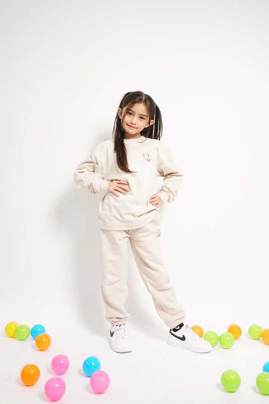 "CRAYONS" LITTLE HUMAN™ LONGSLEEVE TEE IN OAT