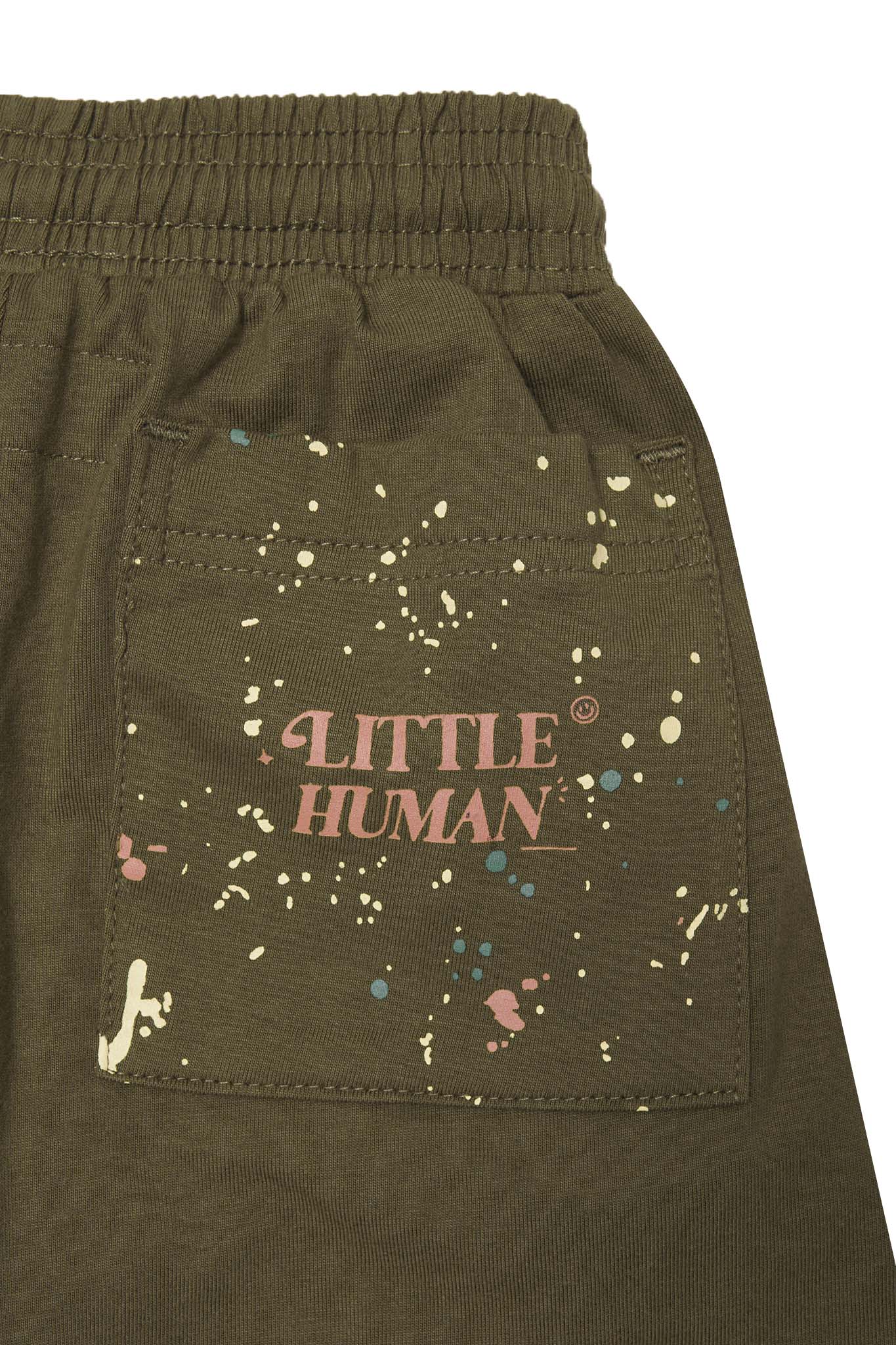 "PAINT SPLAT" LITTLE HUMAN™ PLEATED SHORTS IN OLIVE
