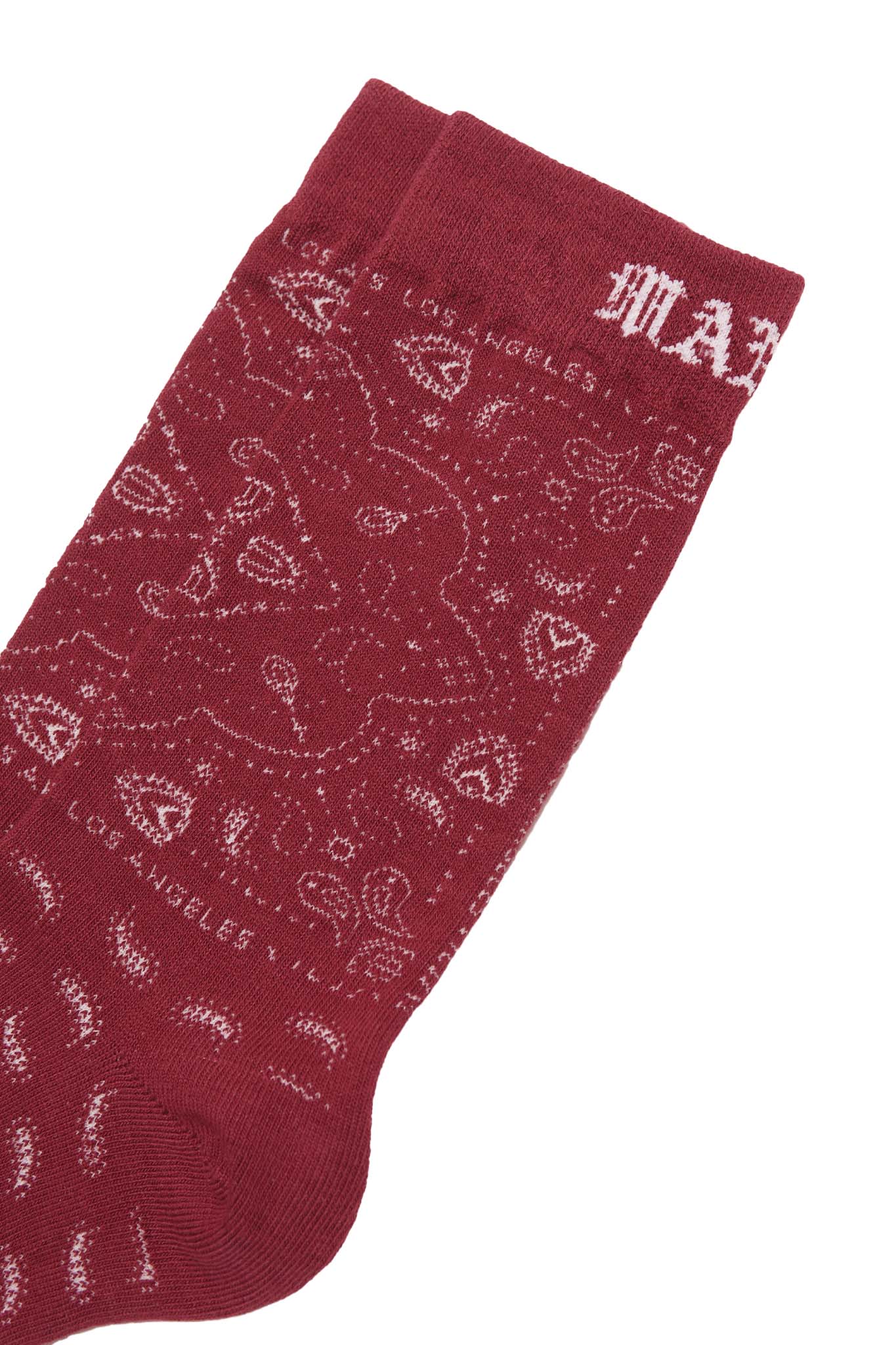 "PEACE PAISLEY" BANDANA SOCK IN BLOOD RED