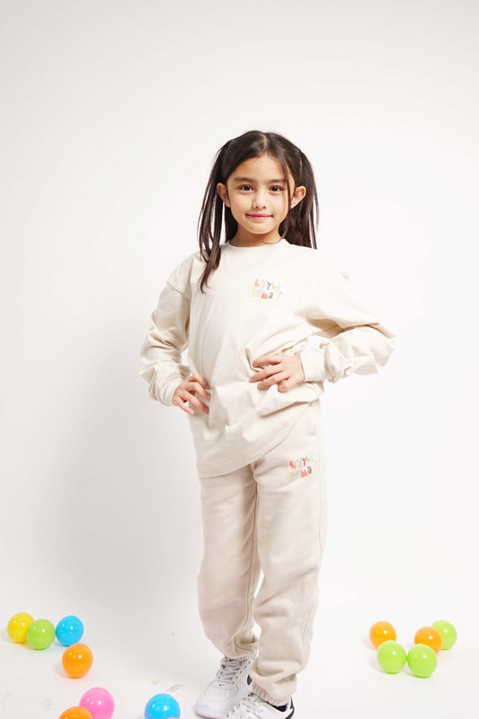 "CRAYONS" LITTLE HUMAN™ SWEATPANTS IN OAT