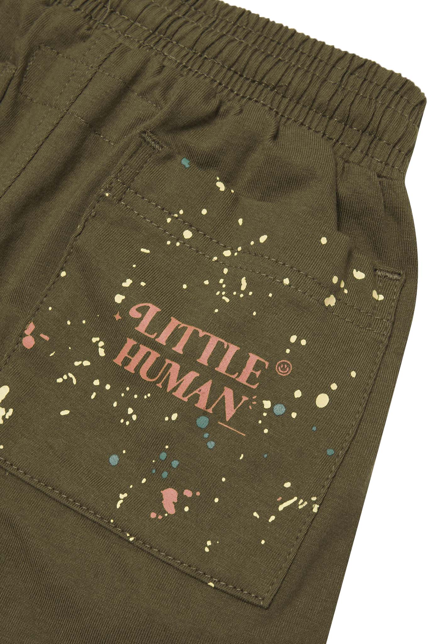 "PAINT SPLAT" LITTLE HUMAN™ PLEATED SHORTS IN OLIVE