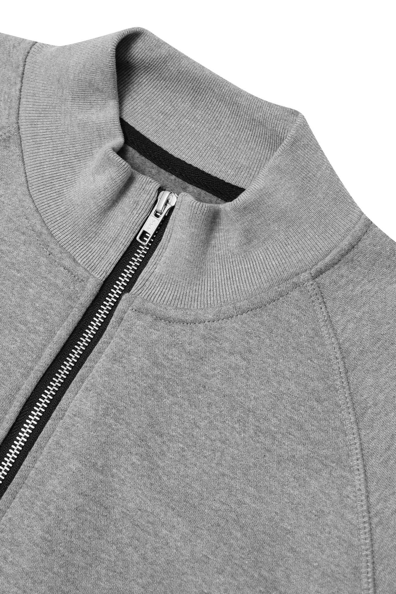 QUARTER ZIP SWEATSHIRT IN HEATHER GREY