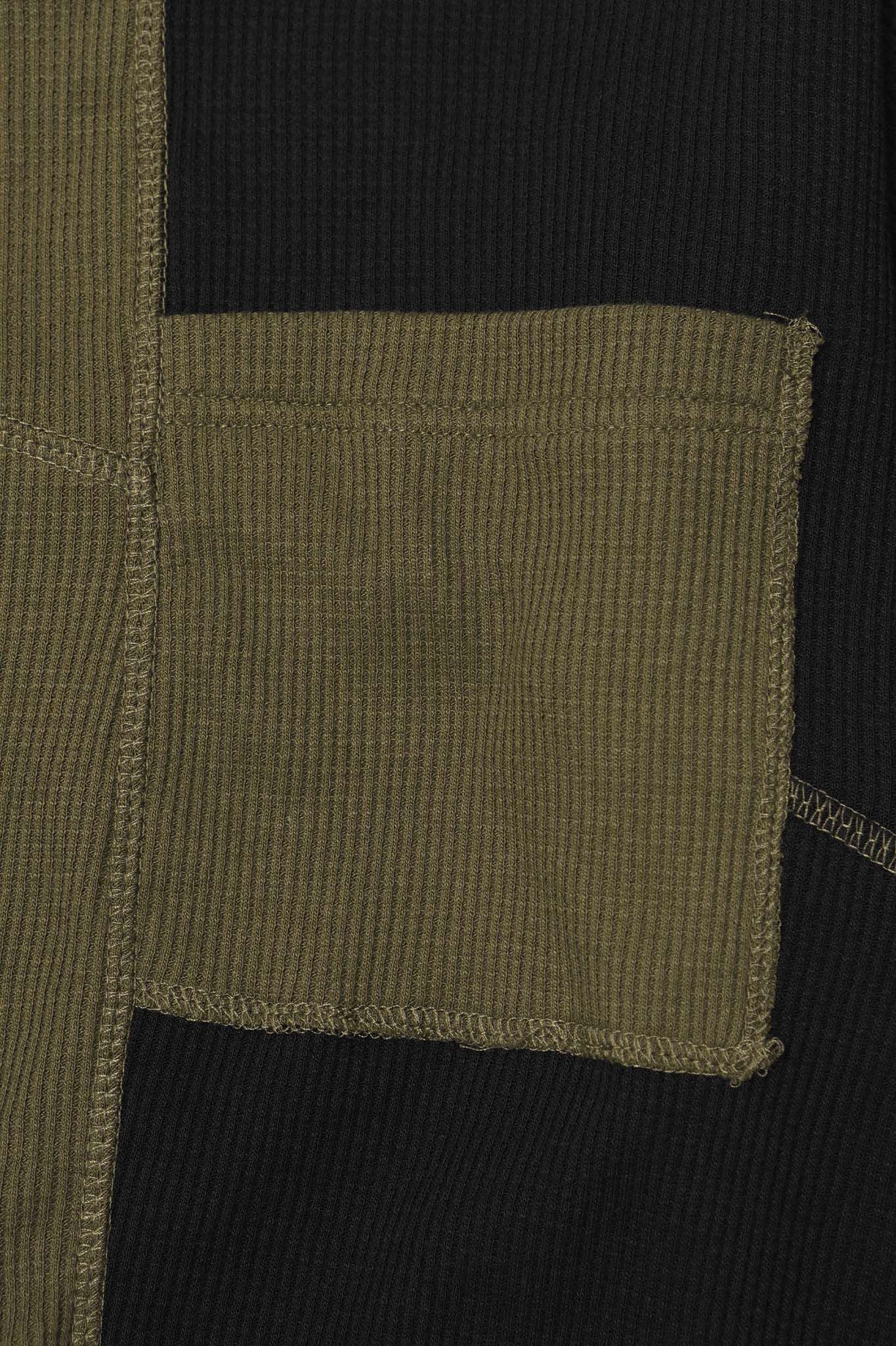 PATCHWORK MOCK NECK WAFFLE TEE IN TERRAIN