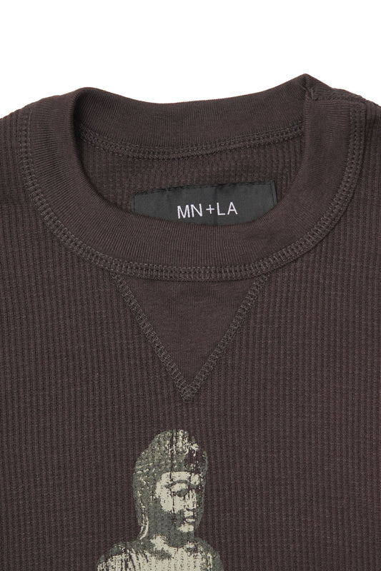 "FORGOTTEN SCRIPT" WAFFLE TEE IN CHARCOAL GREY