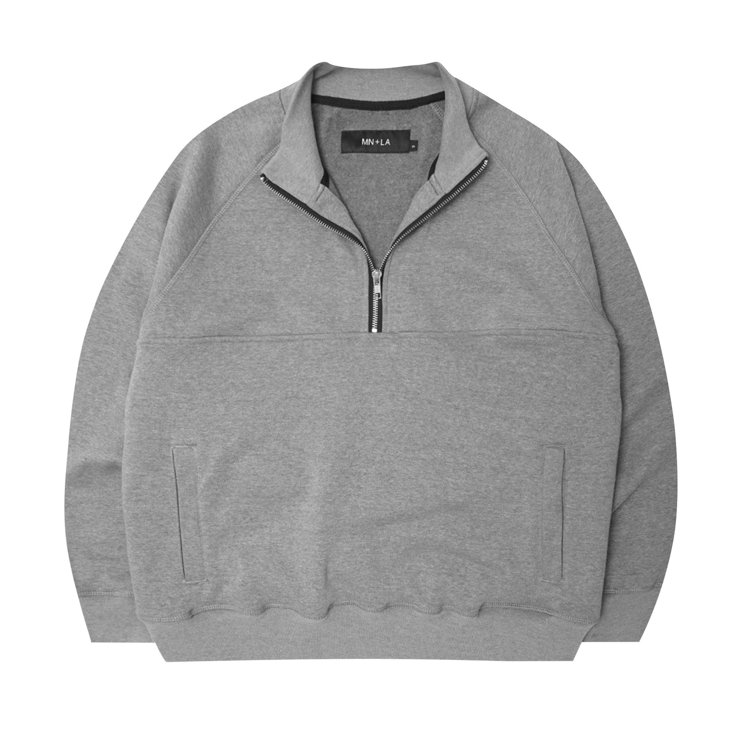 QUARTER ZIP SWEATSHIRT IN HEATHER GREY