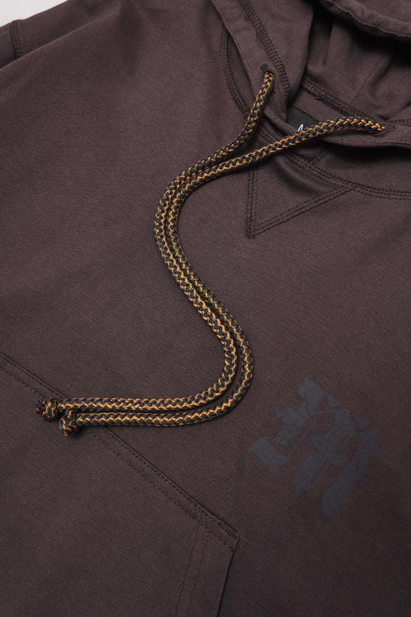 M'$ PAISLEY PATCHWORK MILITIA HOODIE IN CHARCOAL GREY