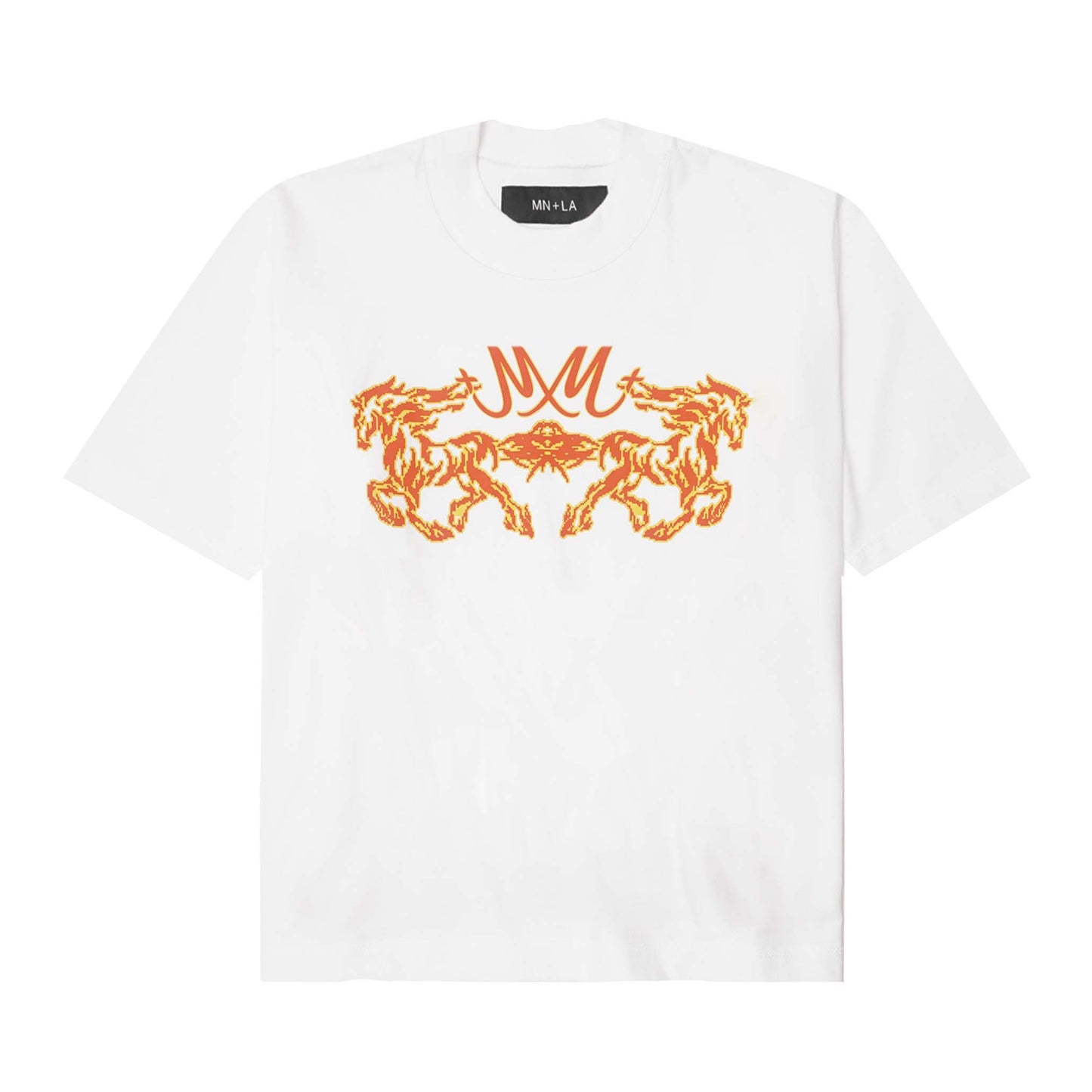 “BURNING STALLION” TEE IN WHITE