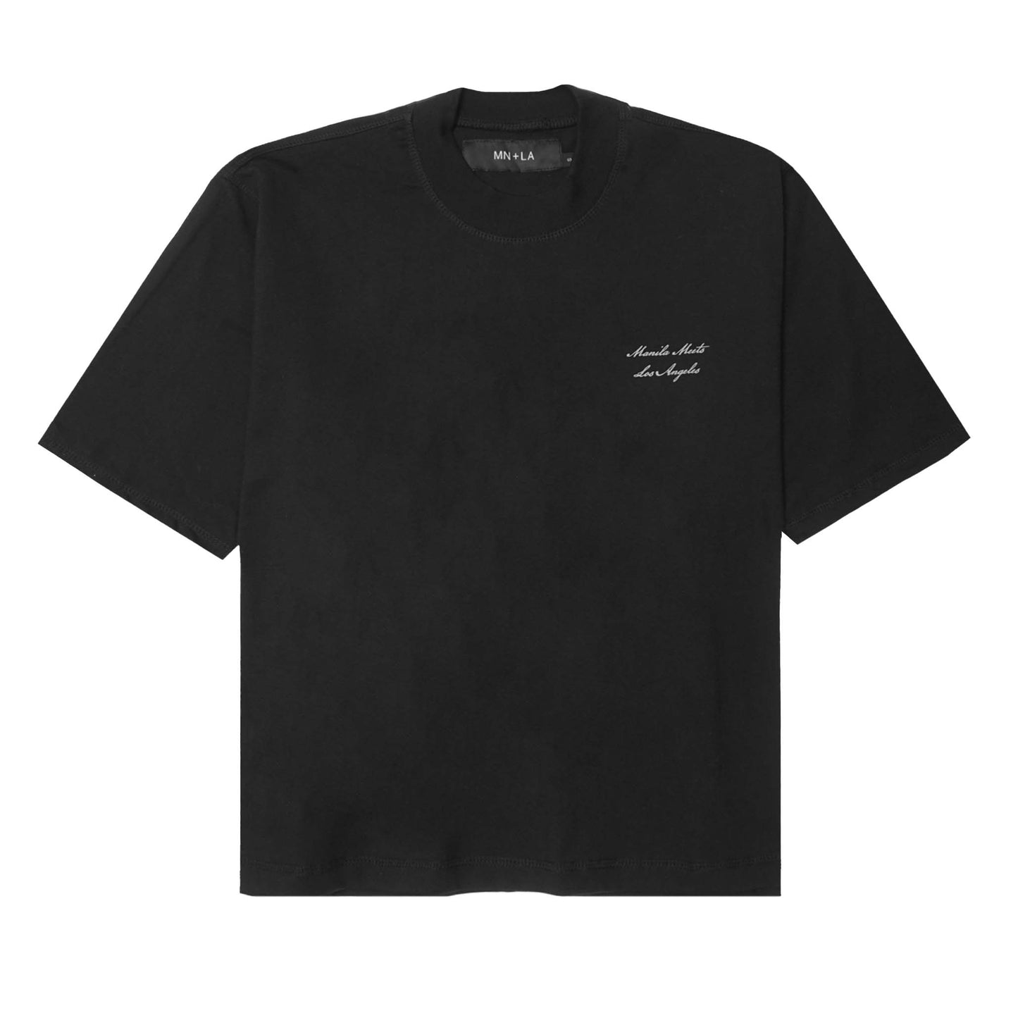 MN+LA™ SCRIPT LOGO TEE IN CAVIAR/CEMENT