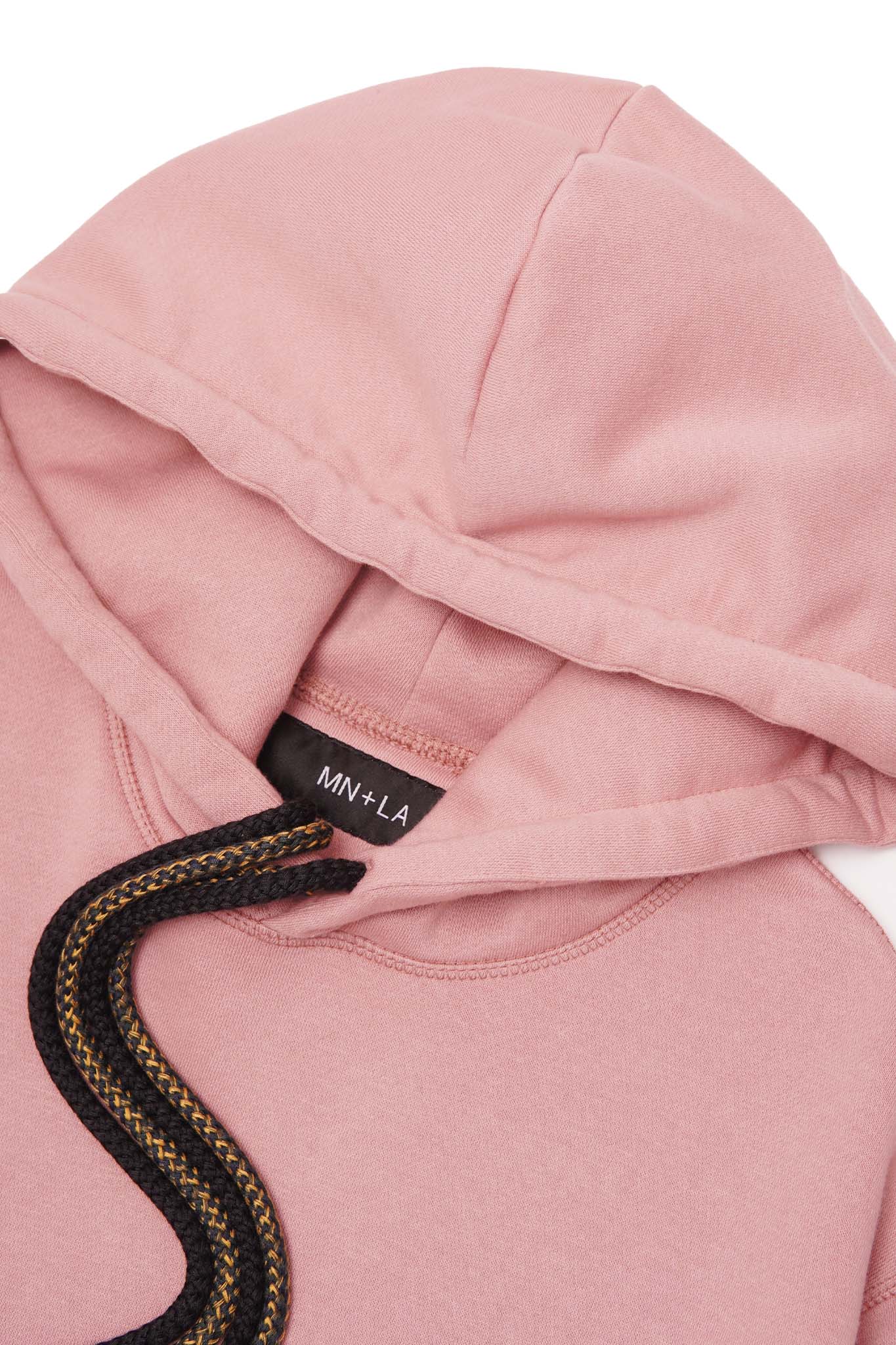 "M'$ SPECKS V2" CUTOFF HOODIE IN ROSE QUARTZ