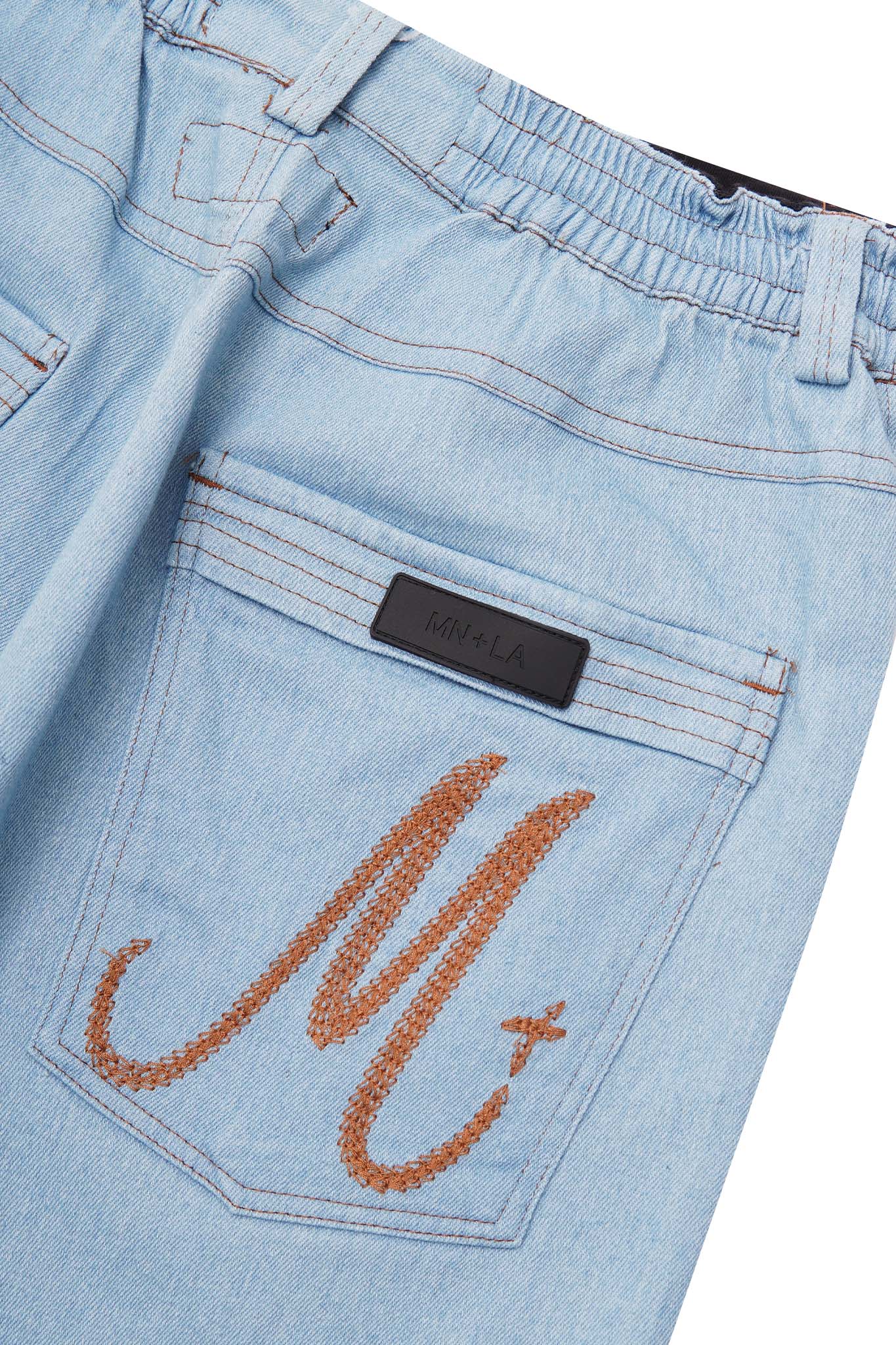 "VAPOR BLUE" DOUBLE KNEE PHAT SHORTS