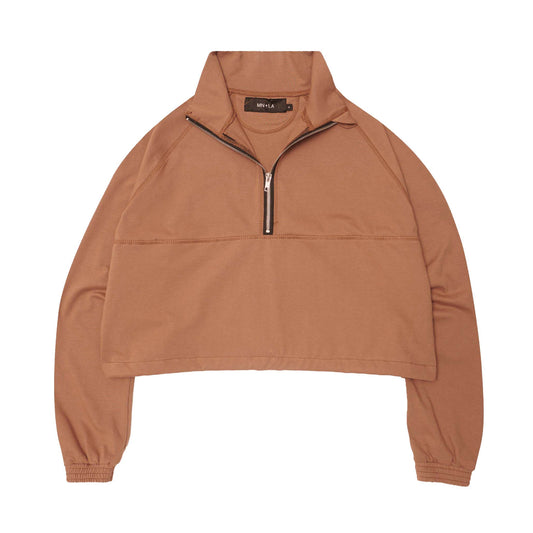 M+ QUARTER ZIP L/S TEE V2 IN APRICOT