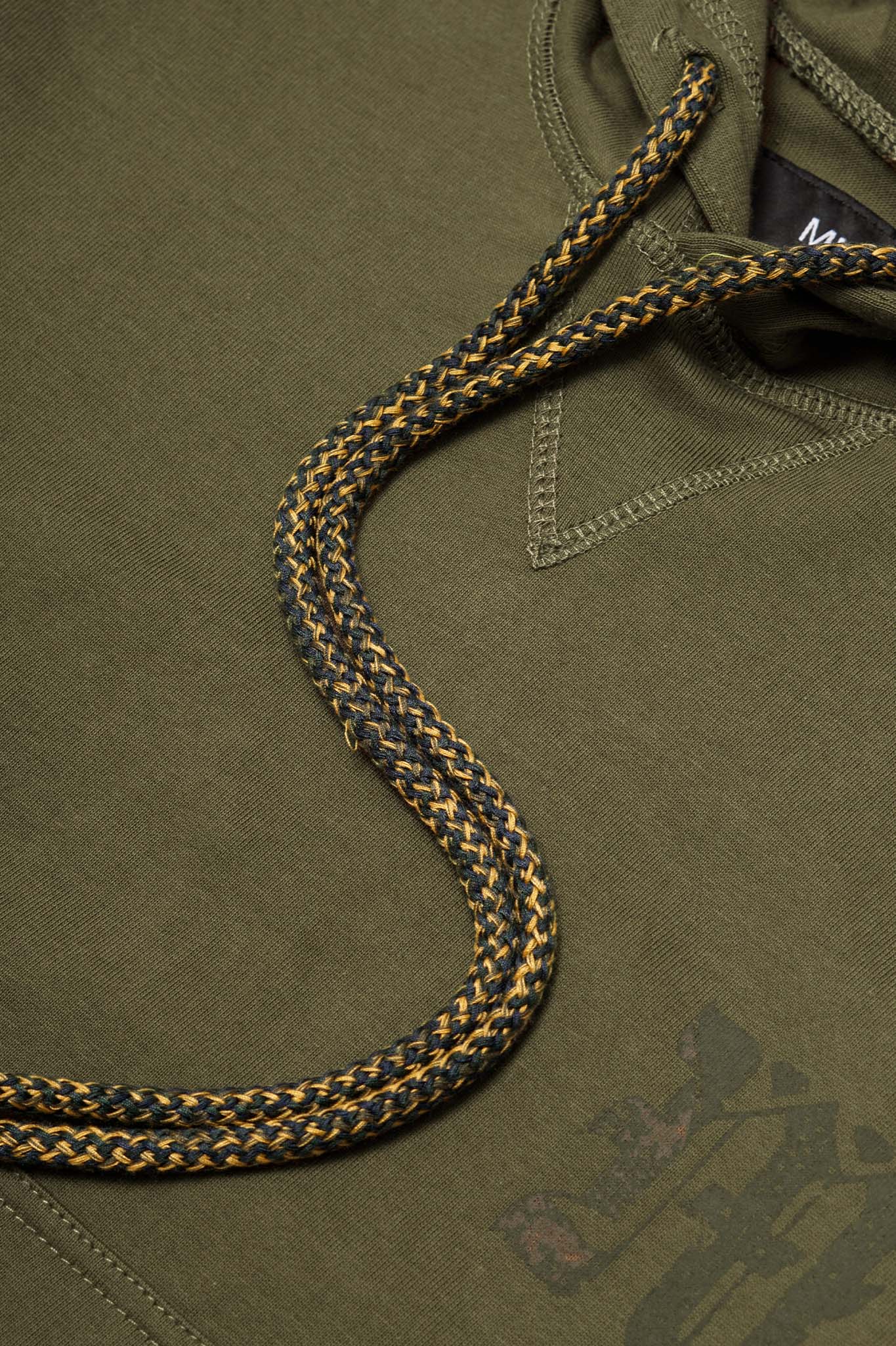 M'$ PAISLEY PATCHWORK MILITIA HOODIE IN OLIVE