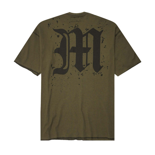 “M’$ SPECK V2” WAFFLE TEE IN OLIVE