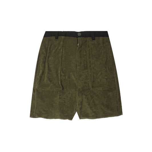 M+ OVERPOCKET TOWEL PHAT SHORTS IN OLIVE