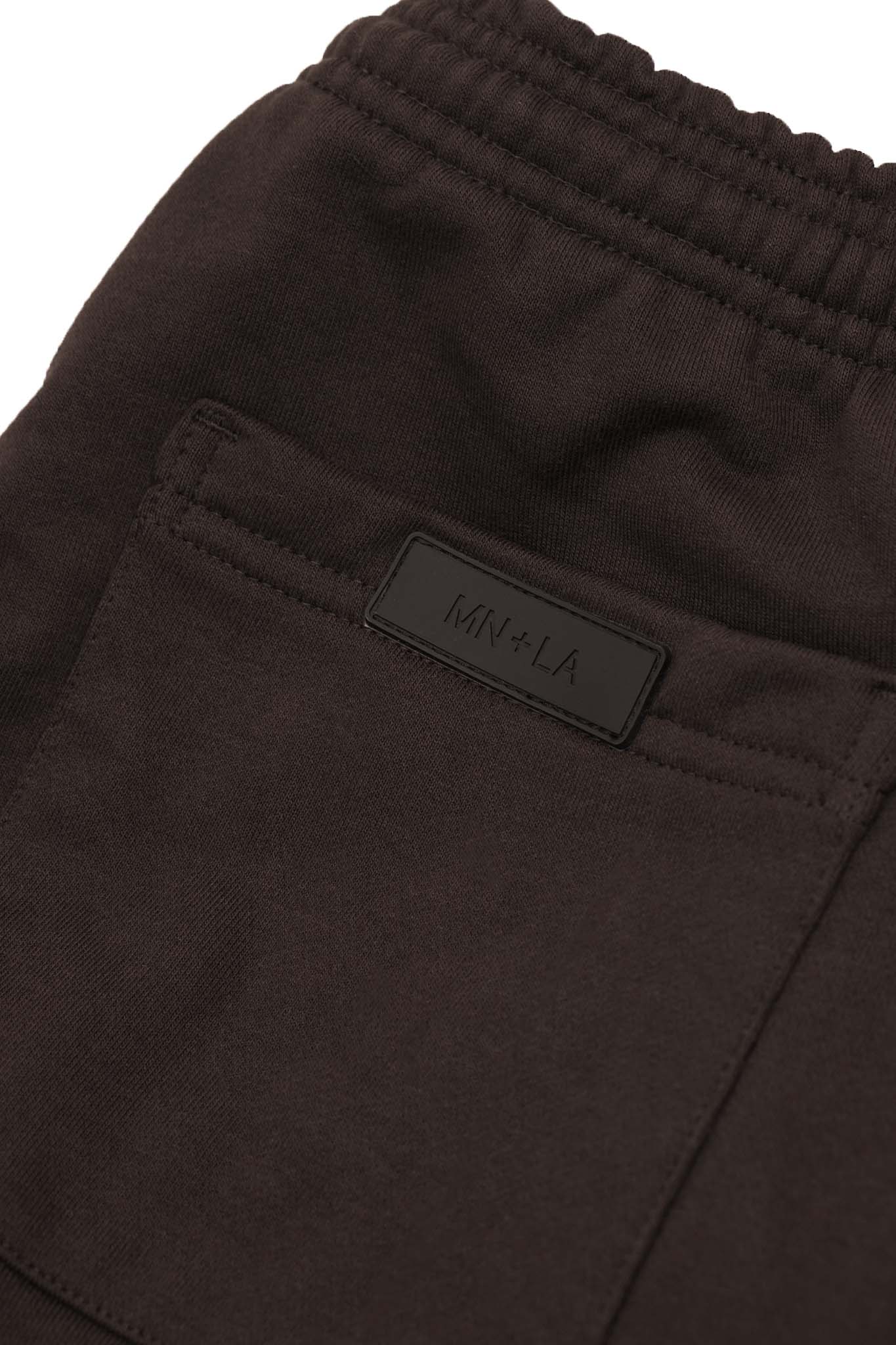 FRENCH TERRY PLEATED LOUNGE PANTS IN WOOD