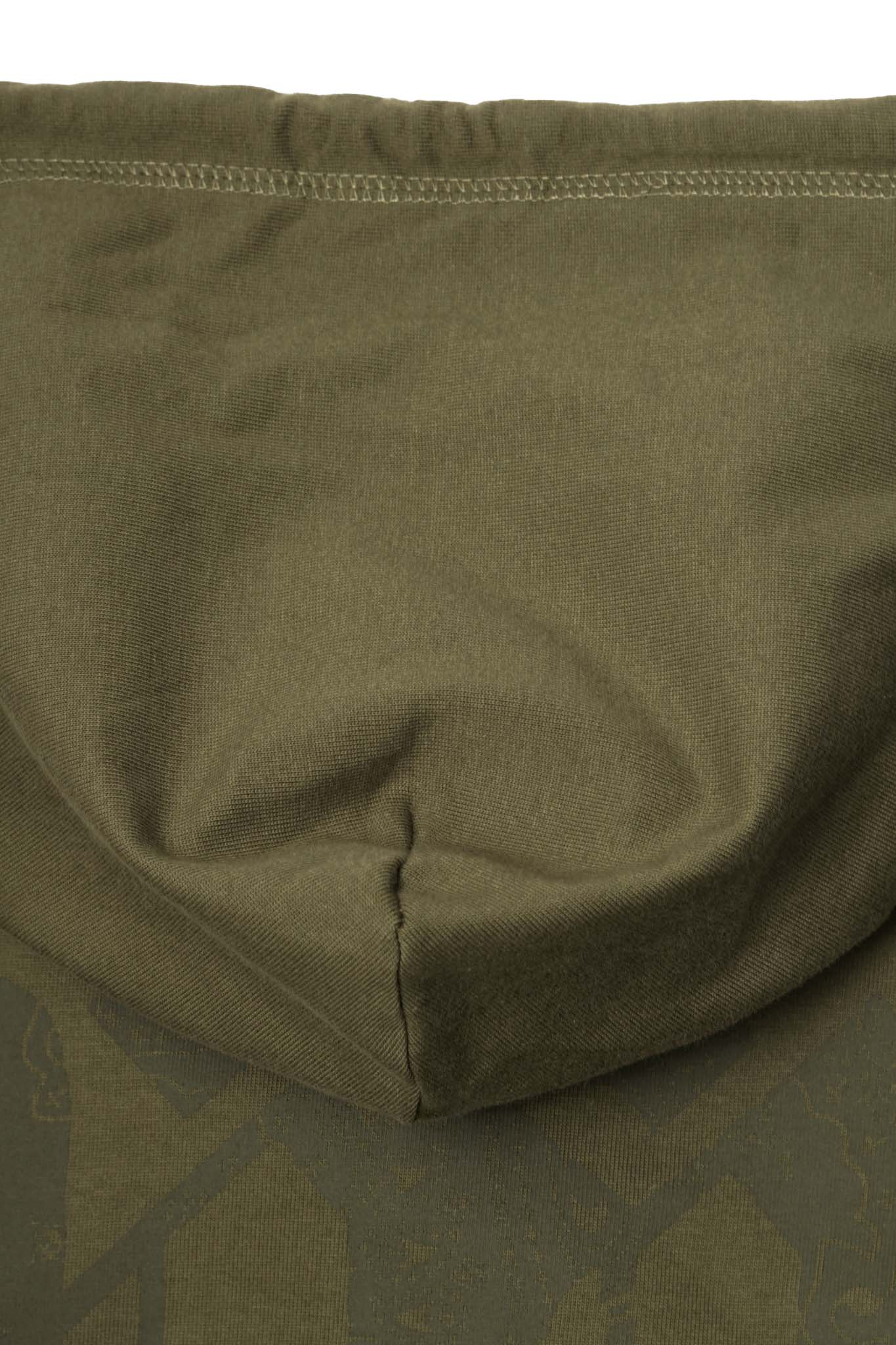 M'$ PAISLEY PATCHWORK MILITIA HOODIE IN OLIVE