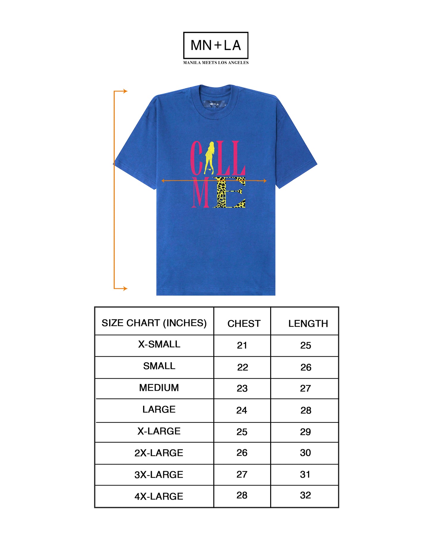 "CALL ME" TEE IN ELECTRIC BLUE