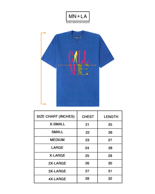 "CALL ME" TEE IN ELECTRIC BLUE