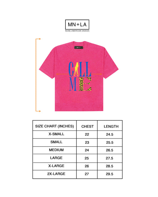 "CALL ME" TEE IN STATIC PINK