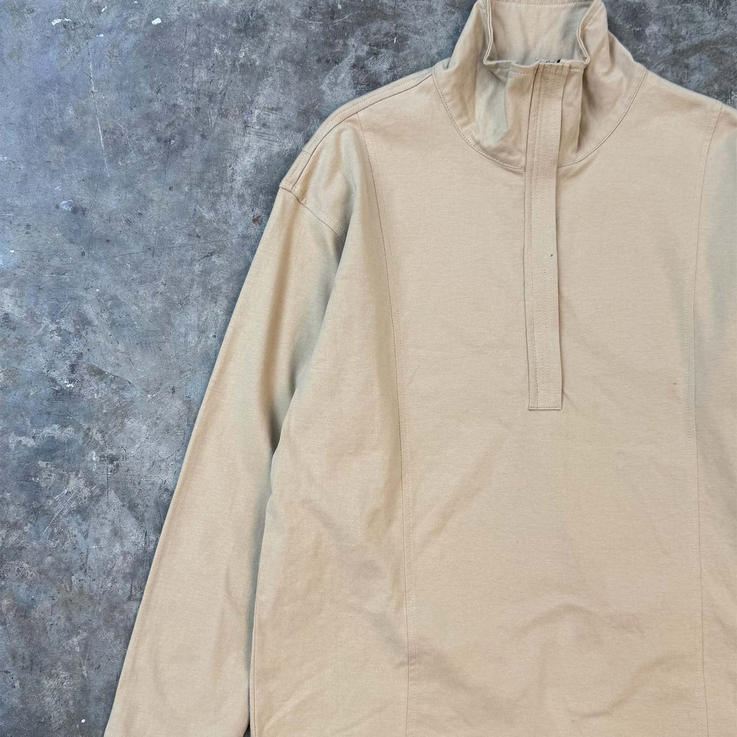 QUARTER ZIP L/S TEE IN ALABASTER
