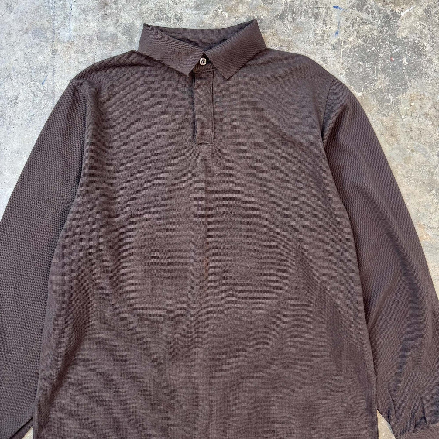 RUGBY L/S WAFFLE WEAVE IN CHARCOAL GREY