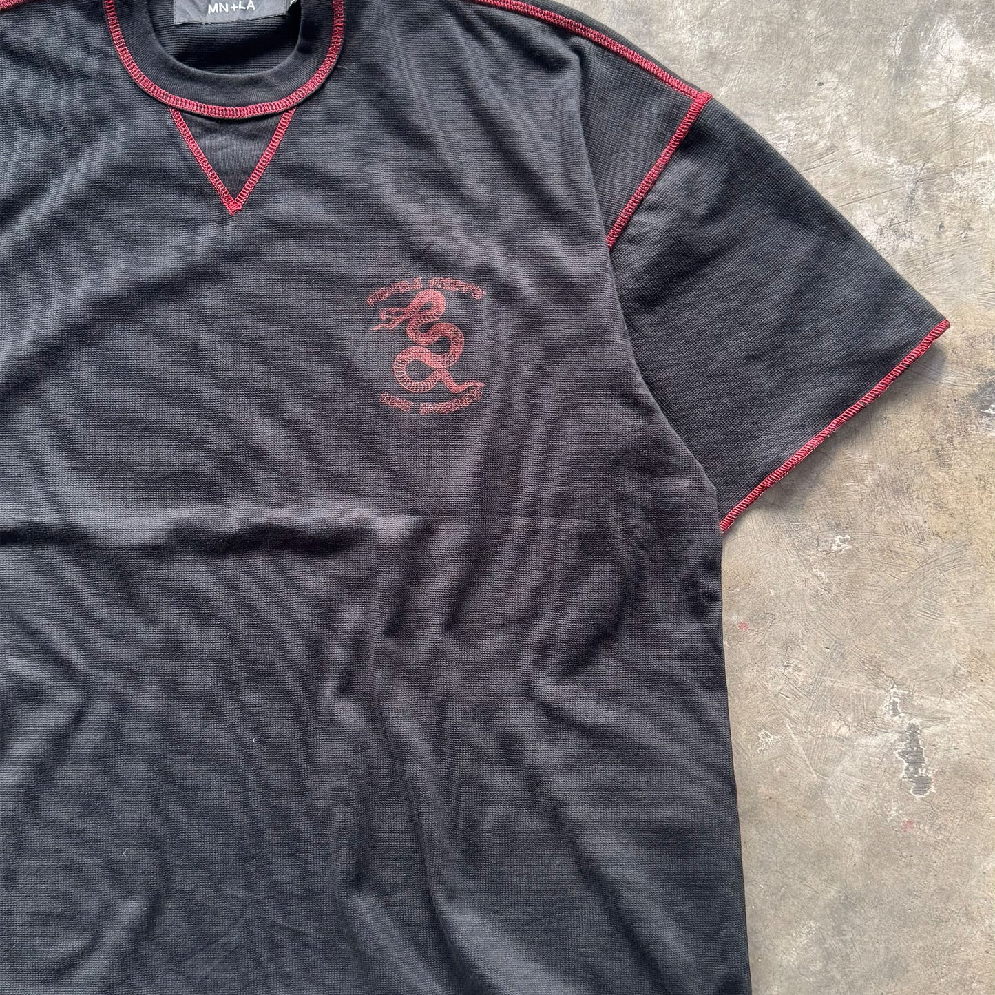"YEAR OF THE SNAKE V2" WAFFLE TEE IN CAVIAR