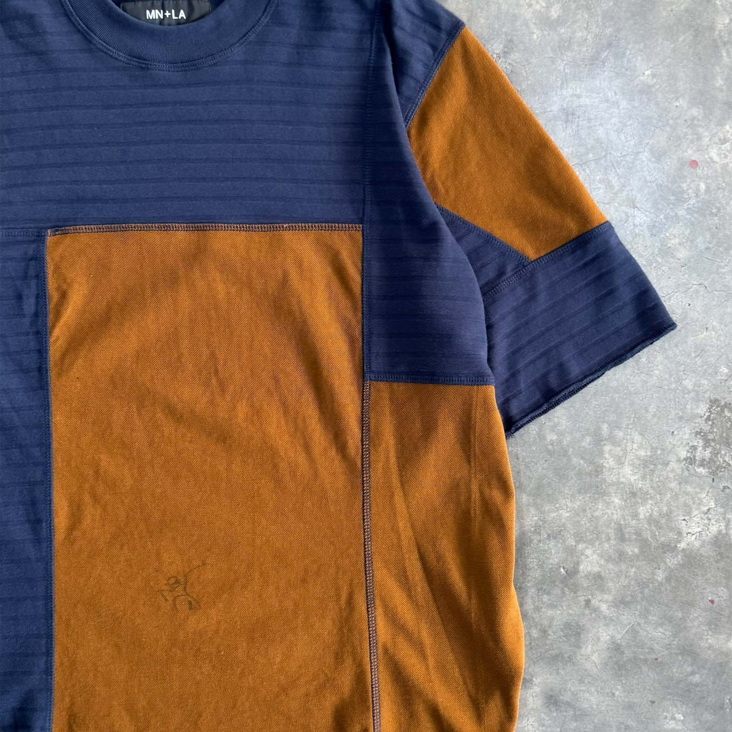 NEEDLEWORK MOCK NECK TEE IN CORAL SPACE
