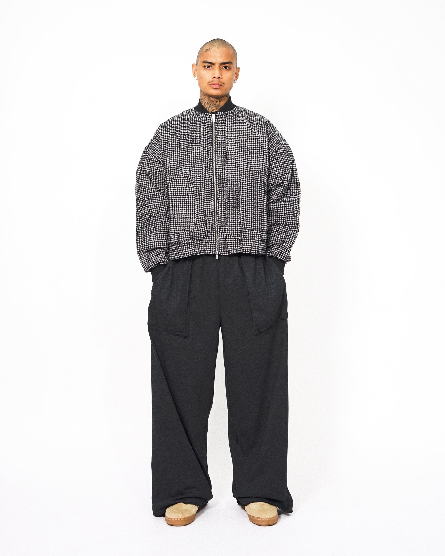 "FLOW" BOMBER JACKET IN HOUNDSTOOTH