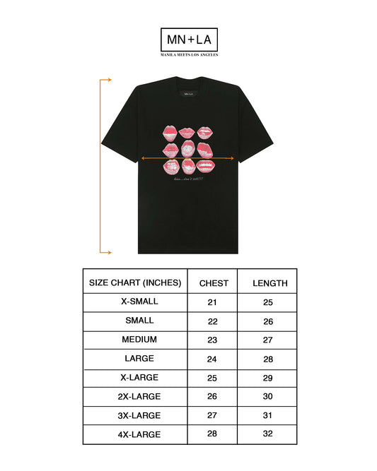 "KISS...DON'T TELL" TEE IN CAVIAR