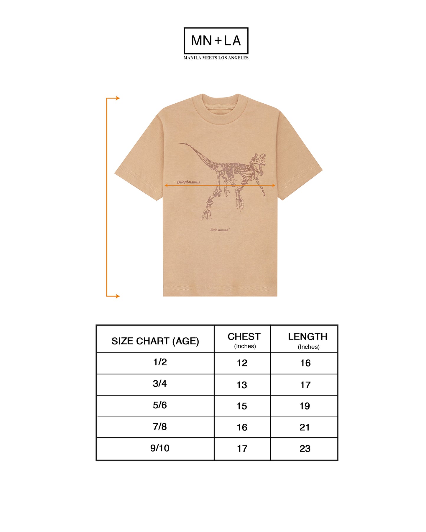 "DILOPHOSAURUS" LITTLE HUMAN™ TEE IN WHEAT