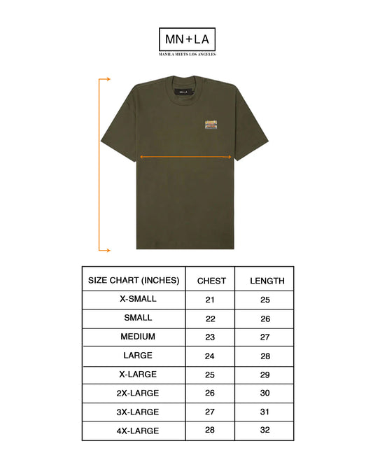 "SAFE TRIP" TEE IN OLIVE