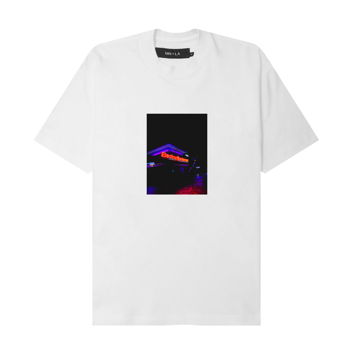 "ELECTRIC BOULEVARD" TEE IN WHITE