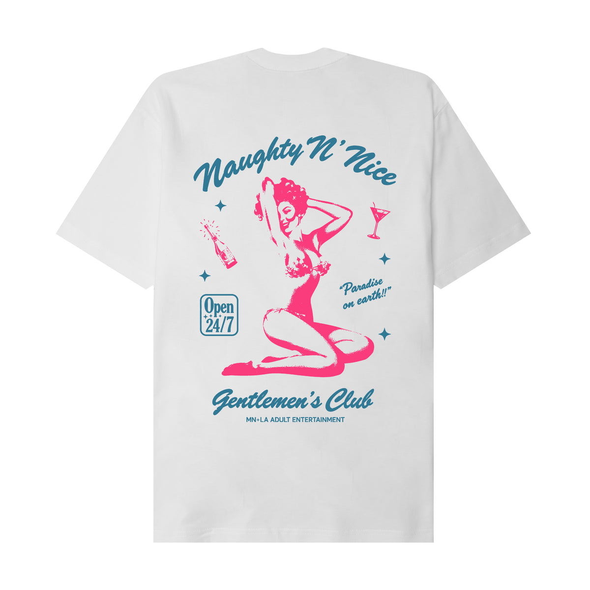 NAUGHTY N' NICE "PARADISE" TEE IN WHITE