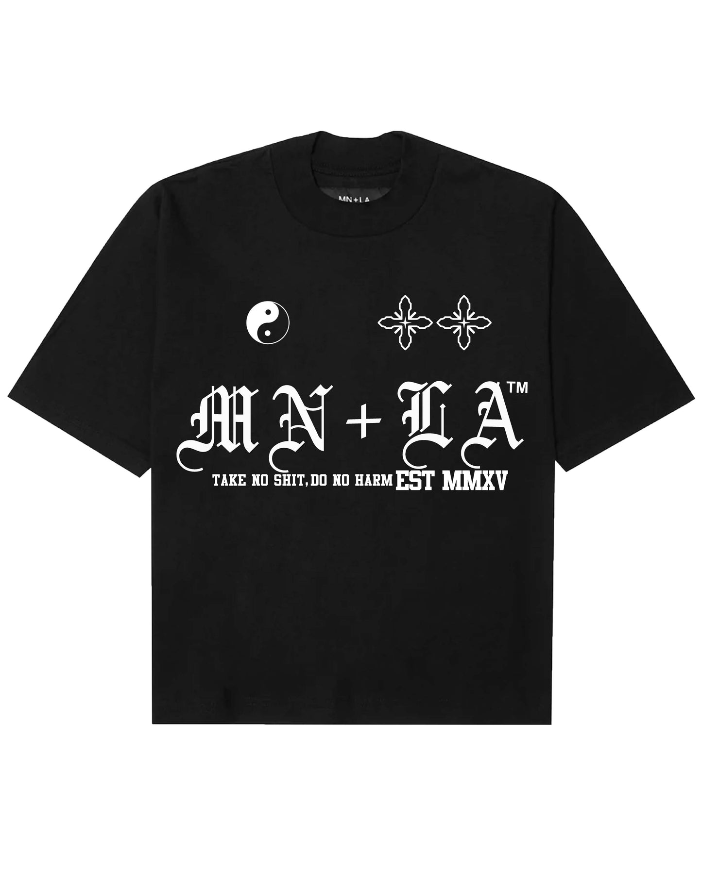 "TAKE NO SHIT, DO NO HARM" TEE IN ANTHRACITE