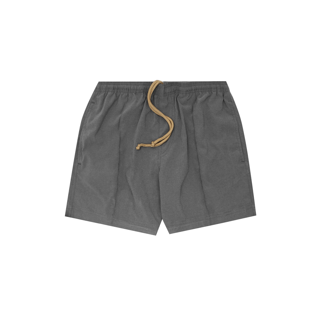 PLEATED HOUSE SHORTS IN STONE GREY