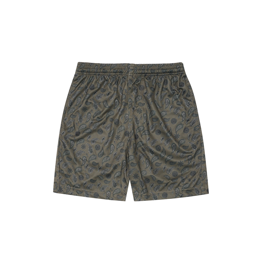 "PAISLEY" MESH SHORTS IN OLIVE MN+LA
