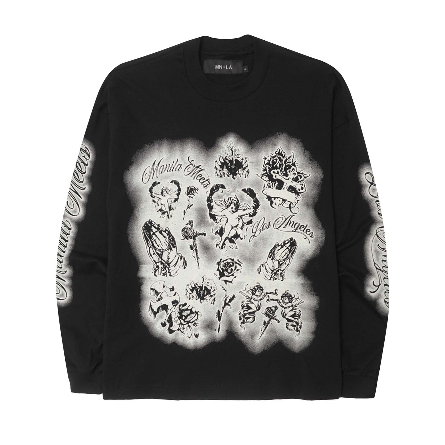 "CITY OF ANGELS" LONGSLEEVE TEE IN ANTHRACITE